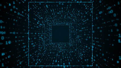 Technology Square Tunnel, Digital Lines, Big Data, Information Flow, Futuristic Matrix