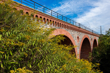 The viaduct is an old brick monument in Olsztyn