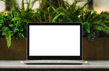 Computer laptop isolated white screen for mockup design