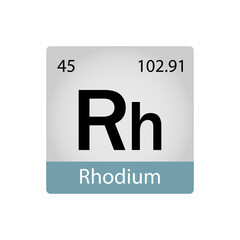 45 chemistry element. Rhodium element periodic table. Chemistry concept. Vector illustration perfect for cards, posters, stickers.