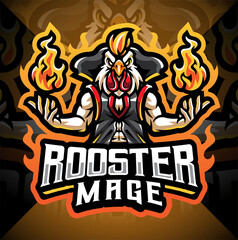 Rooster mage esport mascot logo design © Visink.art