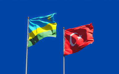 Flags of Rwanda and Turkey.