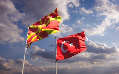 Flags of North Macedonia and Turkey.