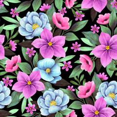 Watercolor seamless floral pattern for fabric, wallpaper, wrapping paper and more.