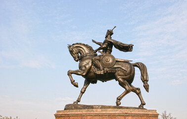 Tashkent, Uzbekistan - November 17, 2019: Amir Timur monument. Monument to Amir Timur in the Amir Timur Square in Tashkent. Amir Timur maydani - history hero of Uzbekistan.
