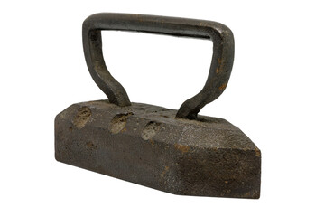 old metal iron on white background