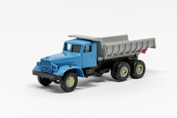 Fototapeta na wymiar model of the truck KRAZ 256 on a white background