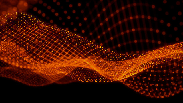 Big Data Vizualisation concept. Information represented as a High Tech Futuristic Particle Network. Abstract background. 3D render