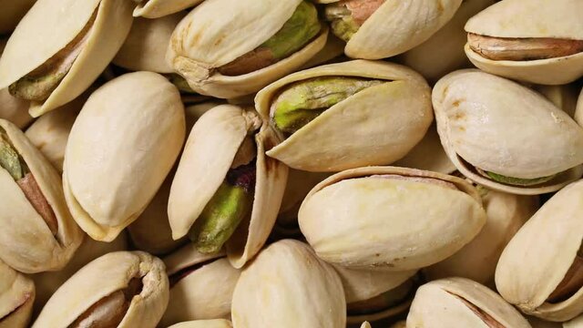 Salted roasted pistachio nuts full frame close up