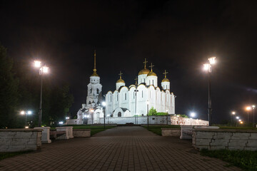 Vladimir, Russia. View of The Dormition Cathedral at night.