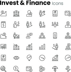 Investment and finance icon set