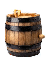 Fototapeta premium wooden barrel for alcohol drinks containing isolated on white background