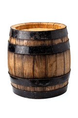 wooden barrel for alcohol drinks containing isolated on white background