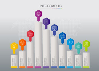 Infographic chart with business concept, 8 options can be used for business concept with 8 steps.