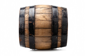 wooden barrel for alcohol drinks containing isolated on white background