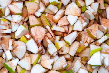quince finely chopped for jam jam background