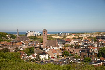 North Sea in the background of Wijk aan Zee town in the Netherlands 