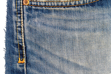 Piece of blue jeans fabric