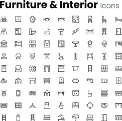 Furniture and interior icon set