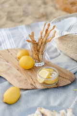 still life with lemon and grissini