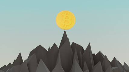 Bitcoin 3D trendy illustration.