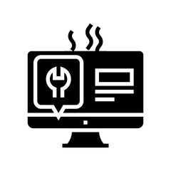 computer display repair glyph icon vector. computer display repair sign. isolated contour symbol black illustration