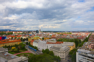 Fototapeta na wymiar Panorama of the Zagreb, view of the cathedral, view of the Croatian National Theater