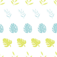 Fototapeta premium Vector tropical leaves seamless repeat pattern design background. Perfect for modern wallpaper, fabric, home decor, and wrapping projects.