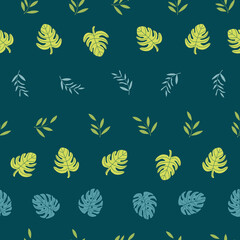 Vector tropical leaves seamless repeat pattern design background. Perfect for modern wallpaper, fabric, home decor, and wrapping projects.