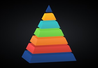 Vector 3d pyramid infographic. Business progress infographics concept with 7 options.