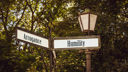 Street Sign to Humility versus Arrogance
