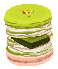 流行　マカロン・トゥンカロン　韓国スイーツ　抹茶
chubby/chunky macaroon
a macaron
