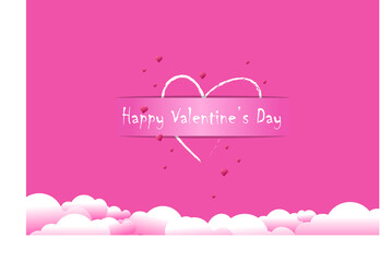 Happy Valentine's Day, Realistic Romance with red heart shape, Valentine's Day Greetings. Vector Illustration