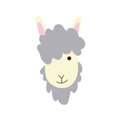 cute alpaca little animal head character