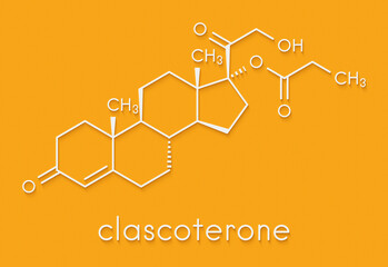 Clascoterone drug molecule. Skeletal formula.