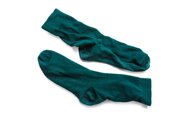 A pair of old men's sports socks isolated on a white background.