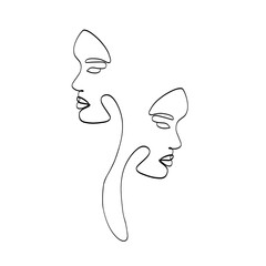 Abstract line woman faces. Continuous one line drawing female portraits, contemporary line art. Vector illustration