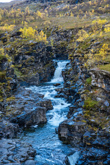 Obraz premium River in the canyon near the Gorsabrua in Norway