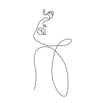 recommend clip art: Woman Abstract Face One Line Drawing. Female Portrait Minimalist Style. Modern Minimal Print. Trendy Illustration for Cosmetics. Continuous Line Art. Fashion Minimal Print. Beauty Logo. Vector