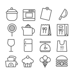 Set of food icon. Restaurant or cooking concept. Modern outline on white background