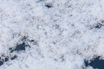Snow lies on the glass of the car. There is room for text. Concept. snowy winter.