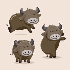 Buffalo Cartoon Cute Animals Set Collections