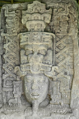 Fototapeta na wymiar Quirigua, Guatemala, Central America: stela of maya ruler in Quirigua. Quirigua is an ancient Maya archaeological site in the department of Izabal in south-eastern Guatemala