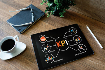 KPI Key Performance Indicator. Industrial Manufacturing Business Marketing Strategy Concept.