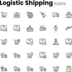 Shipping Parcel logistics icon set
