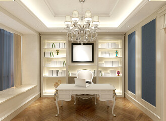 3d render of working room at home, pandemic situation.