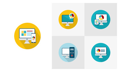 Set of Computer flat icon vector template, Technology design icon concepts, Creative design