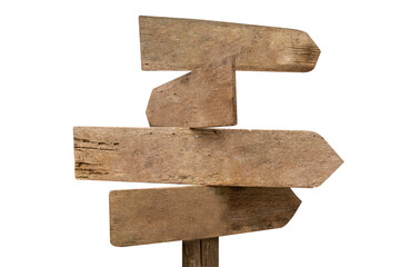 Plank for directions isolate on  white background with clipping path. Blank Wooden signpost.