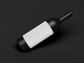 3D Illustration. Wine bottle isolated on dark background