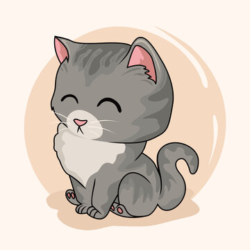 Baby Cat Cartoon Watercolor Style